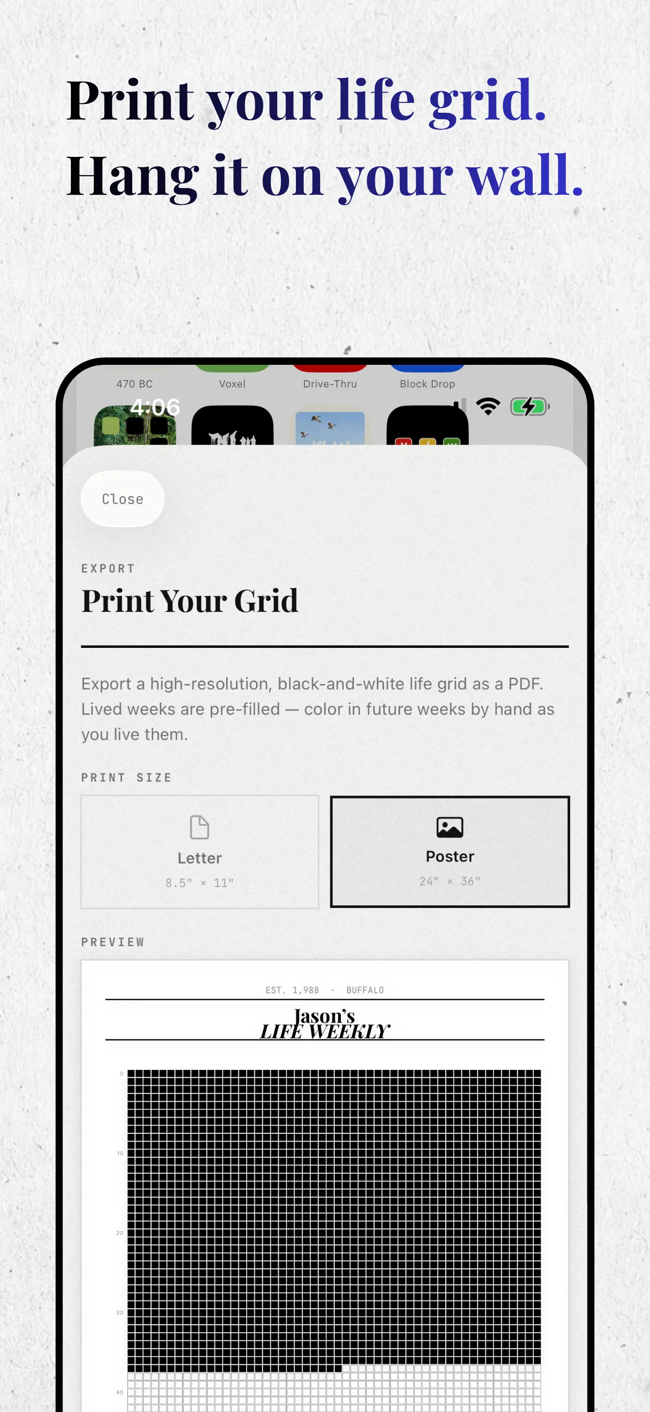 Your Life Weekly — Print your grid as a high-resolution PDF poster